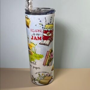Hand Crafted Colorful Book-Themed Tumbler